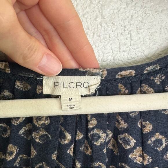 Anthropologie Pilcro Boho Printed Button Front Rounded Hem Blouse Top Medium - Picture 3 of 9